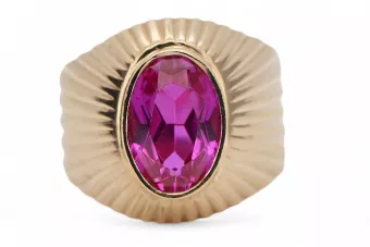 Amethyst originální vinobraní 14k produkt s růžovým zlatým kroužkem vintage unikátní Vrc127r